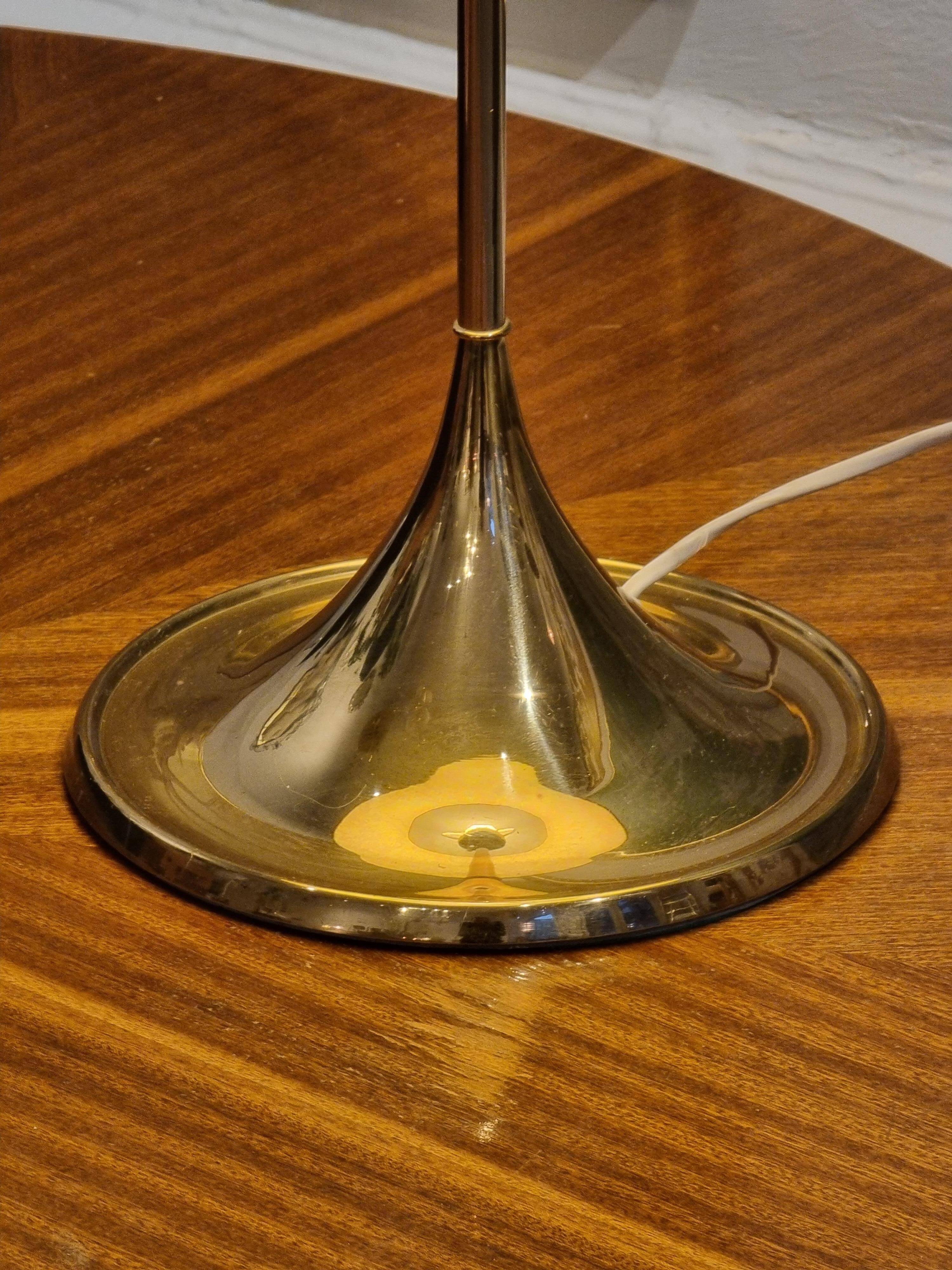 Bergboms brass table lamp, original shade, model B-024, Scandinavian Modern 1960s