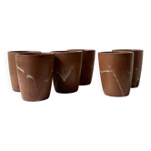 Service of 6 coffee cups in glazed stoneware, France 1970.
