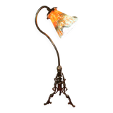 Bronze lamp, art nouveau brass 50x30 with tulip glass paste