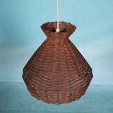 Bohemian suspension from the sixties, woven vintage lampshade.
