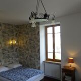 iron and opalin glass hanging lamp