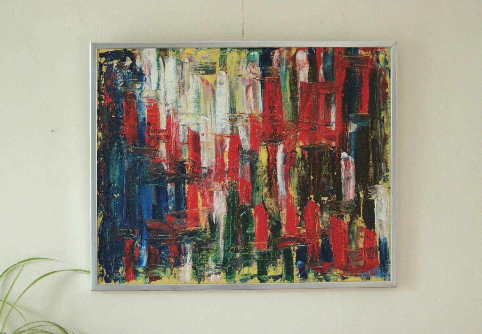 Original vintage abstract oil on canvas