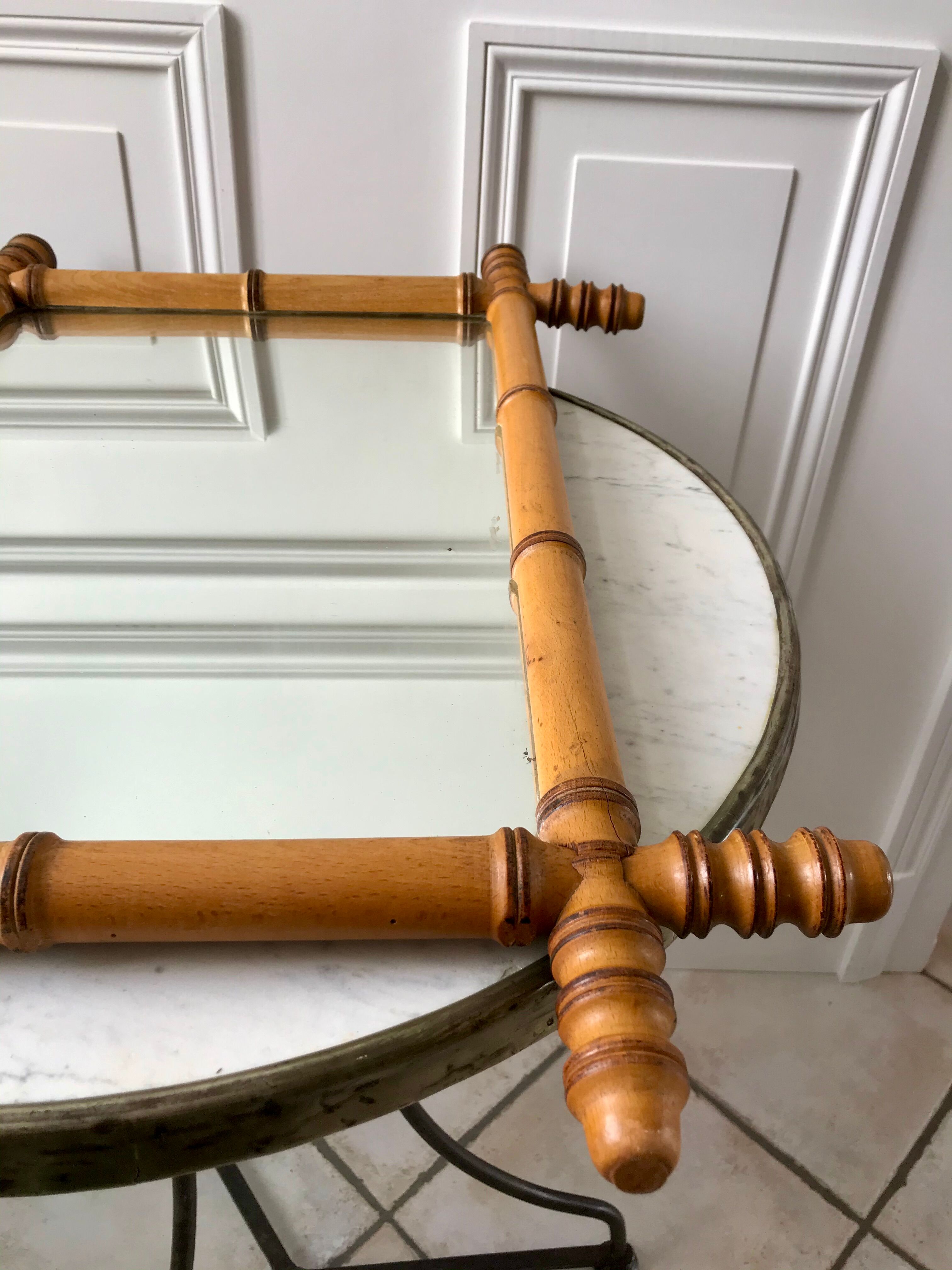 Barber mirror blond wood style bamboo 50s