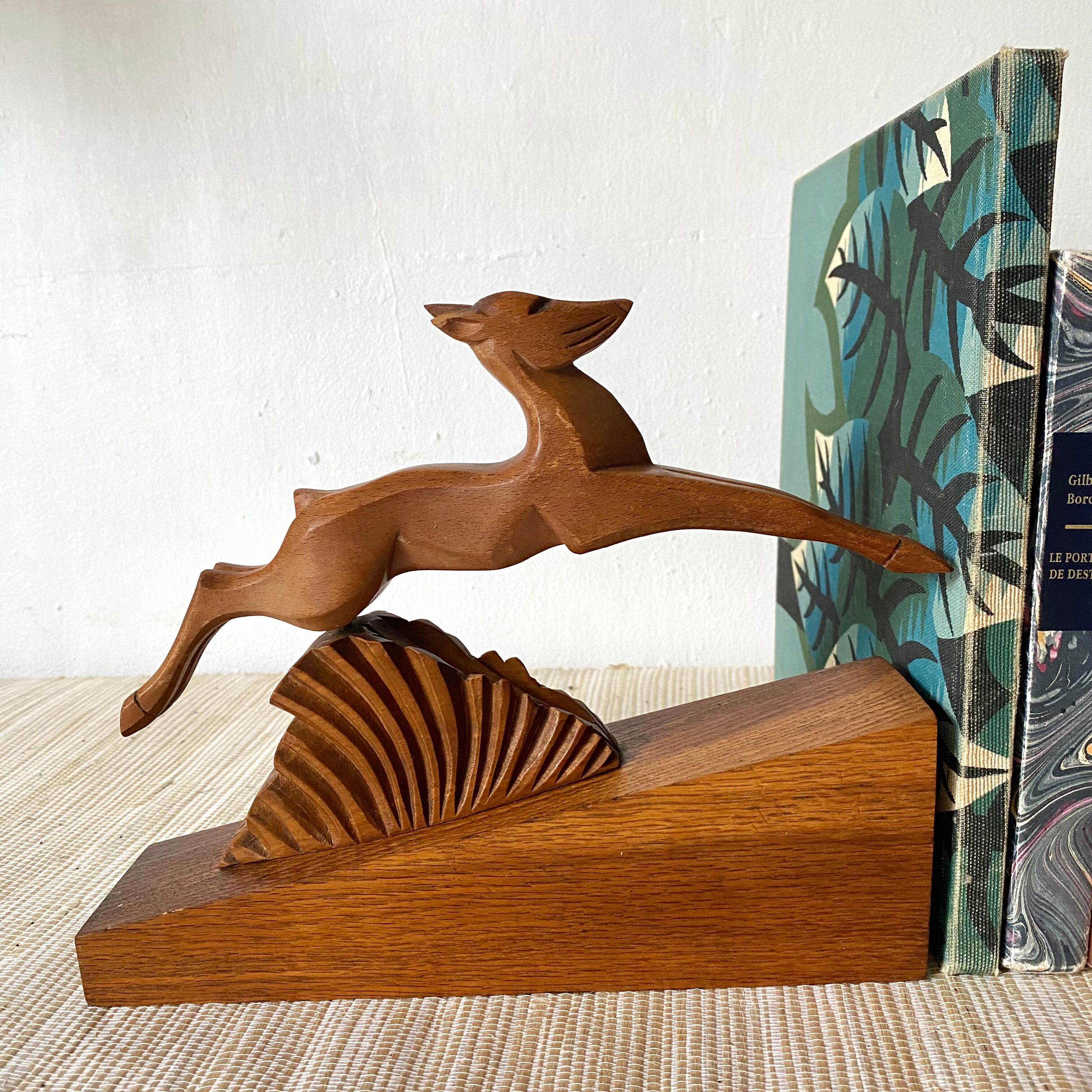 Pair of art deco doe bookends