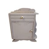 Vintage grey bedside table with marble top from the 1930s.
