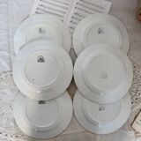 6 old Belgian earthenware dessert plates Nimy red pattern