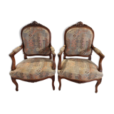 Pair of Louis XV rocaille armchairs