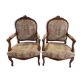 Pair of Louis XV rocaille armchairs