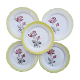 Lot 5 assiettes vintage jaune pastel digoin