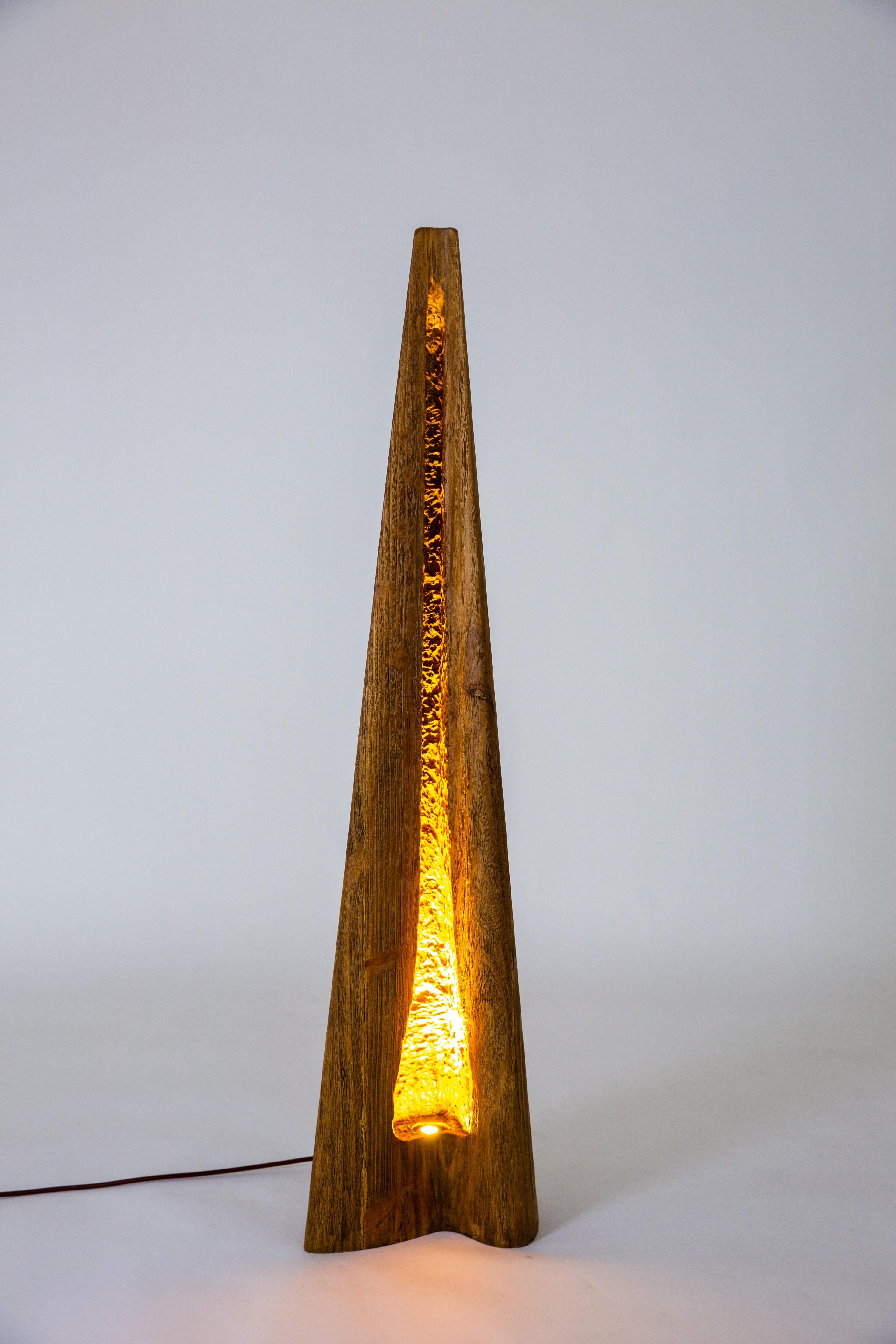 Handmade Mid-Century Modern Light ZENITH Solid Wood Sculptural Floor lamp