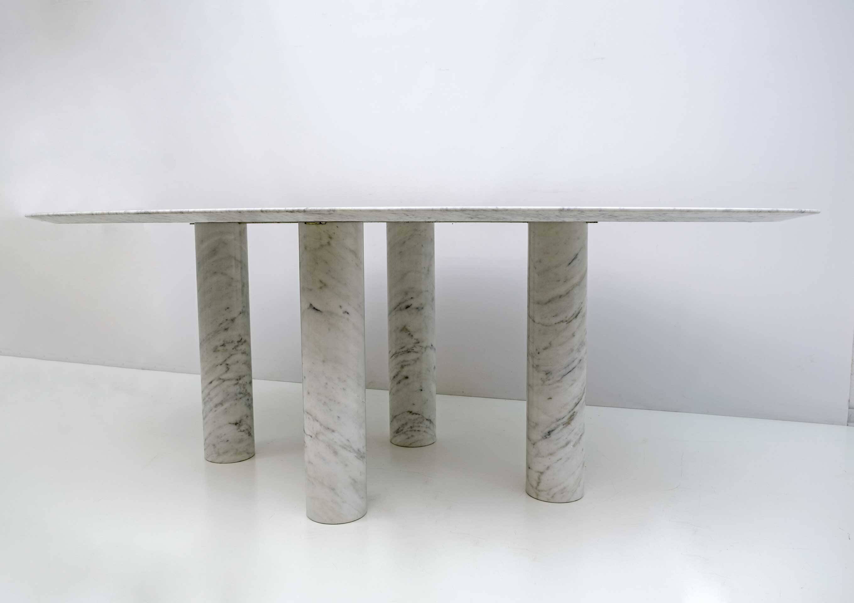 Mario Bellini Italian Carrara Marble Oval Dining Table for Cassina, 70s