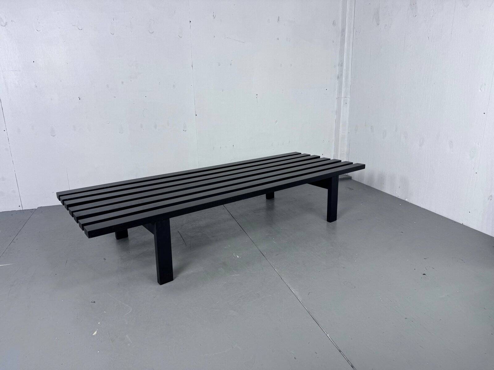 Mid-century modern Japandi black slat bench coffee table by Martin Visser for 't Spectrum, 1960s