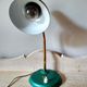 50's 50's green metal articulated desk lamp and golden flexible foot