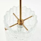 Mid-Century Scandinavian Crystal Glass & Brass Ceiling Light by C.Fagerlund