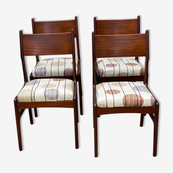 Ensemble de 4 chaises vintage en teck de style scandinave
