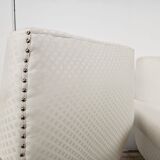 1950s Italian Armchairs Design in Cream Fabric with Iron Legs