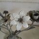 Antique chandelier in cast iron/metal and porcelain