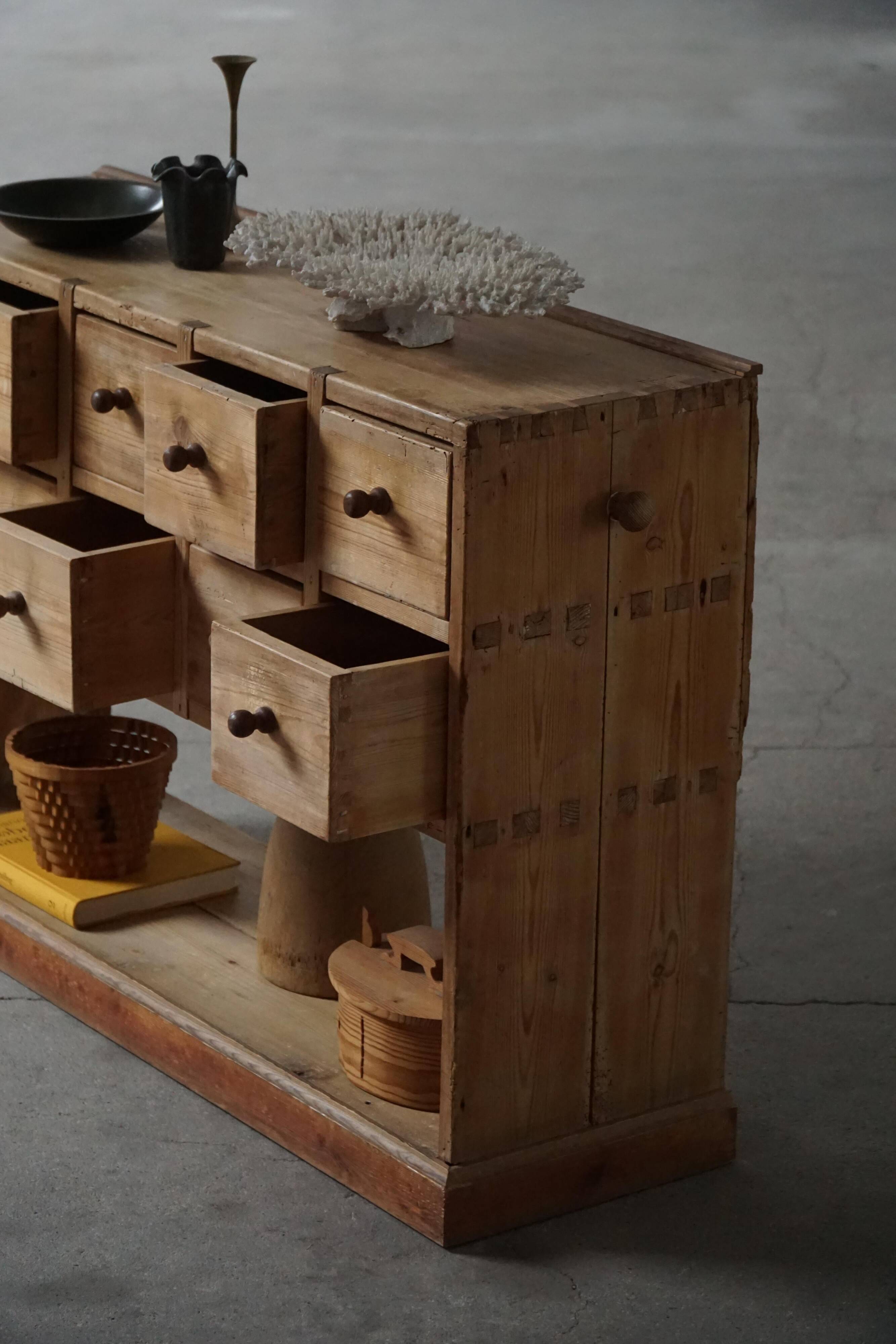 Danish apothecary cabinet in antique pine from the 19th century / Console, 1850–1880s