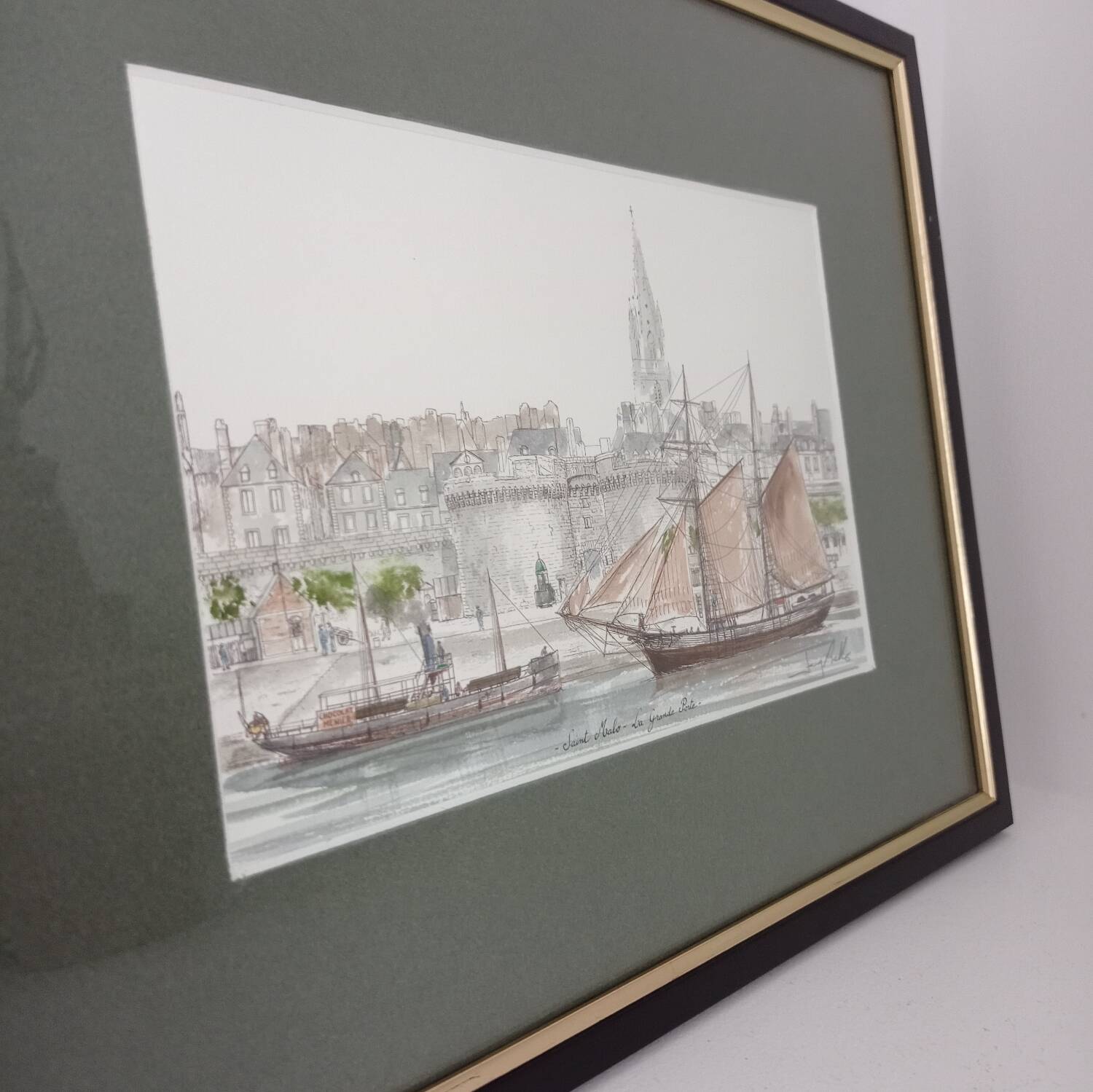 Aquarelle marine signée