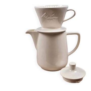 Cafetière filtre ancienne Melitta 101 céramique blanche complète vintage