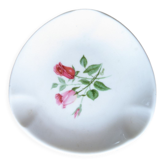 Ashtray old Limoges porcelain pink flower