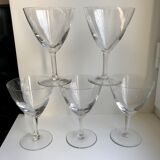 Set of 5 engraved wine glasses star model 50s