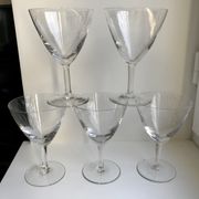 Set of 5 engraved wine glasses star model 50s
