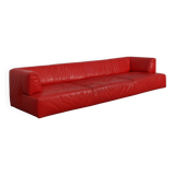 Red Mid-century 3-seater Leather Sofa by Edra, Italy 2000
