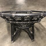 Dark blue rattan armchair