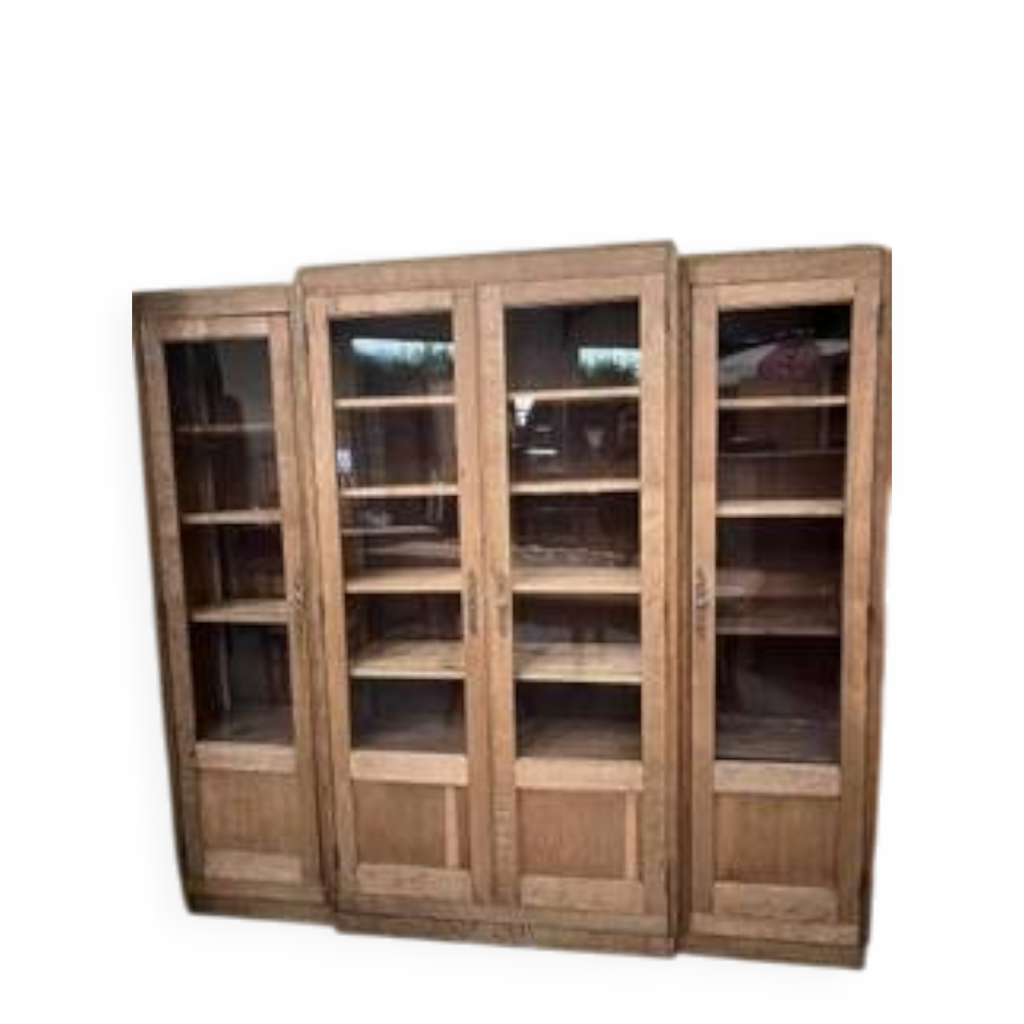 oak display cabinet with 4 doors