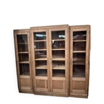 oak display cabinet with 4 doors