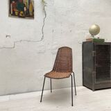 Vintage chair in wicker and metal circa 1950