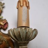 Pair of carved wood and metal sconces, Chelini FIrenze, Italy