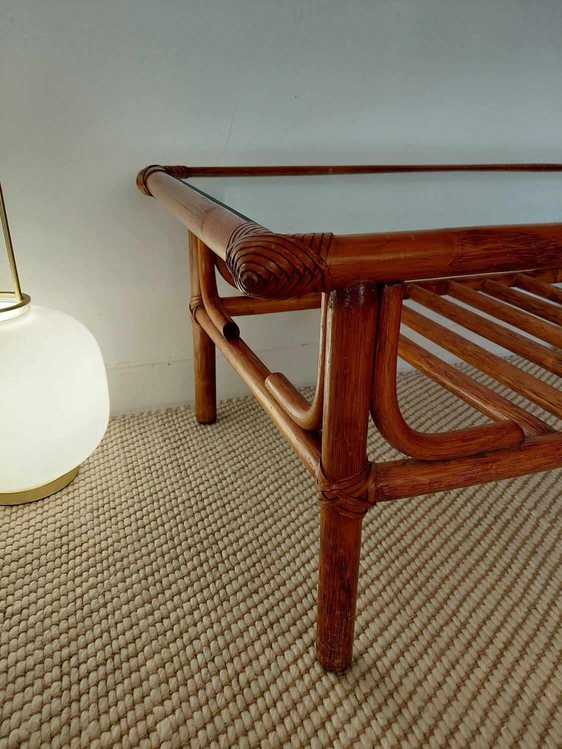 1970s rattan coffee table
