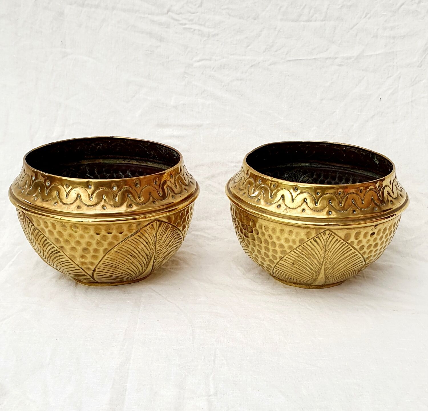 Pair of copper pot covers
