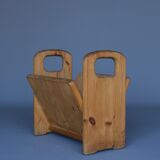 Vintage pine magazine stand, 1970s