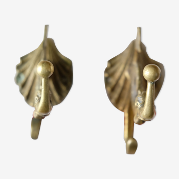 Pair of solid brass double patères