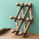 Accordion wall coat rack, bamboo imitation