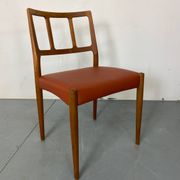 Mid-Century Danish Teak and Leather Dining Chairs by Johannes Andersen for Uldum Møbelfabrik, 1950s, Set of 4