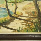 Landscape oil on wood framed C.Peyron