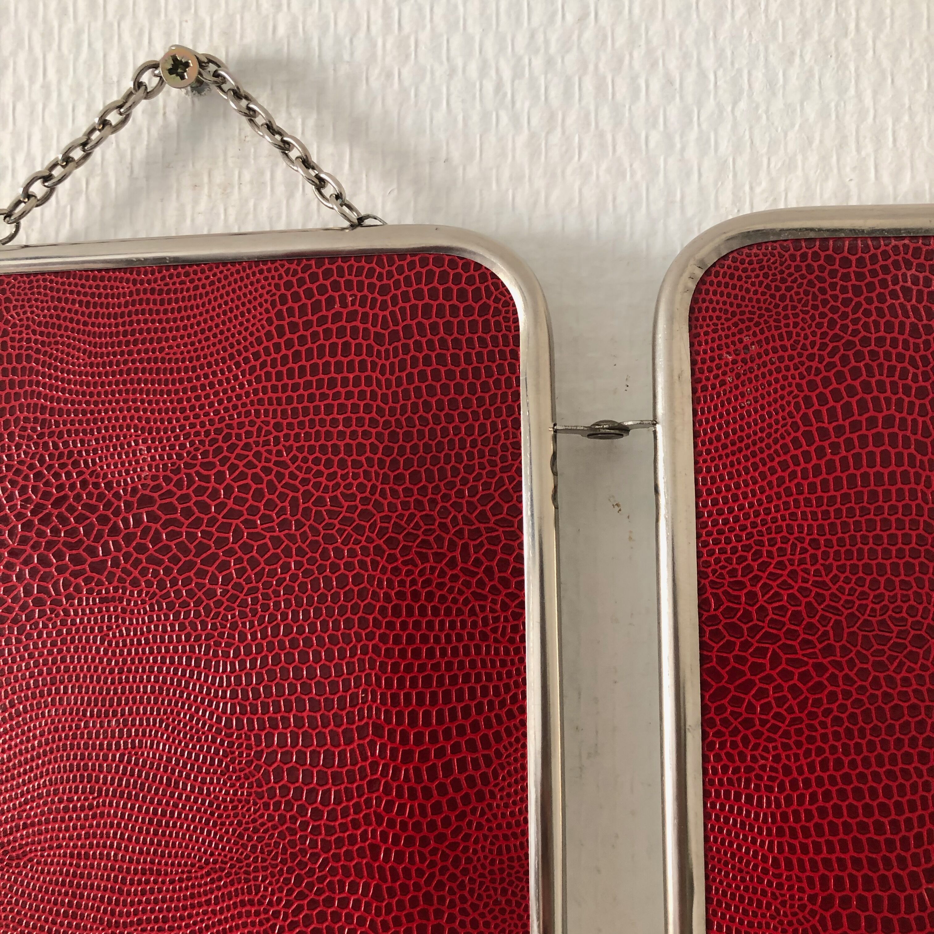 Mirror triptych gooseberries barber 20x49cm vintage 1950