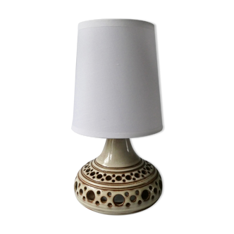 Lampe en céramique ajourée de Jean Chatoney, double éclairage, années 70