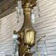 Vintage metal and crystal pendant chandelier, early 20th century.