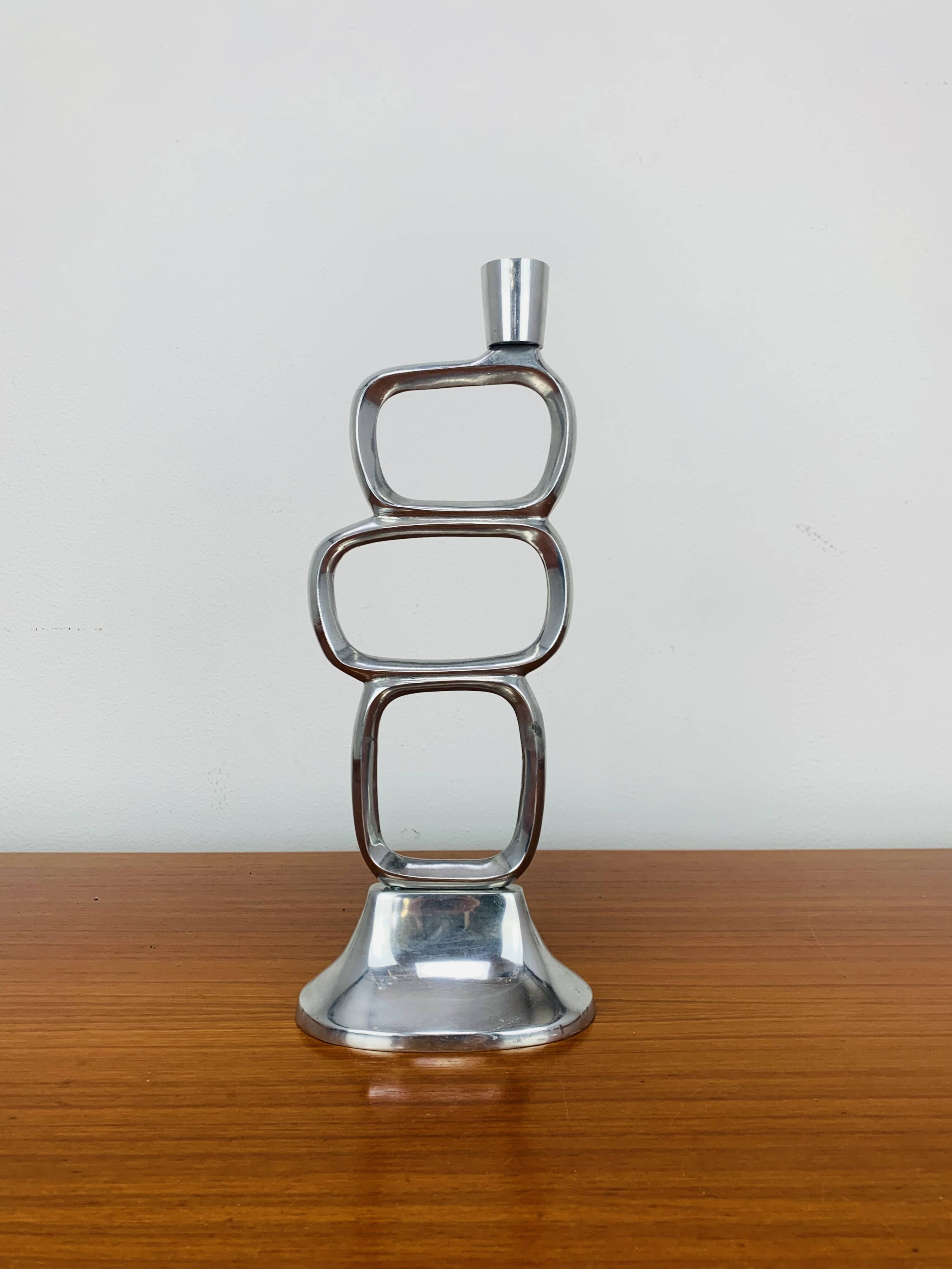Matthew Hilton style aluminum circle candle holder, vintage design