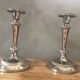 Silver metal candle holders that can be paired.
