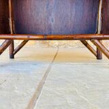 Vintage two-tier bamboo and rattan shelf with storage, Circa 1960