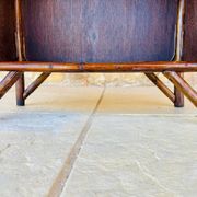 Vintage two-tier bamboo and rattan shelf with storage, Circa 1960