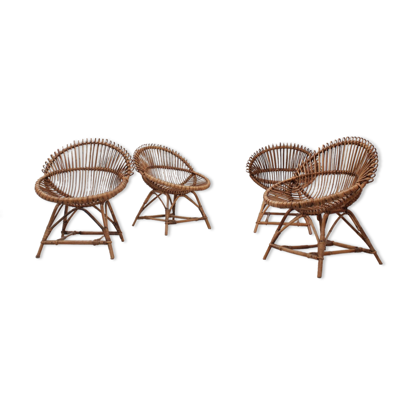 Mid century rattan shell-shaped chairs 1950s