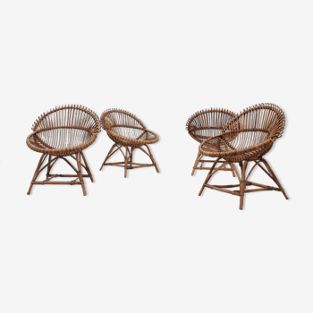 Mid century rattan shell-shaped chairs 1950s