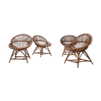 Mid century rattan shell-shaped chairs 1950s